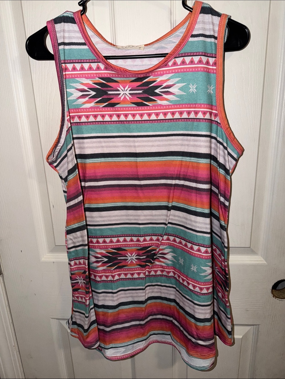 Avery Multicolor Aztec Stripe Tank Top - Pink, Teal, Orange